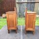 Vintage bedside tables with solid oak compass legs (pair)