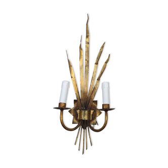 Vintage golden metal reed wall lamp