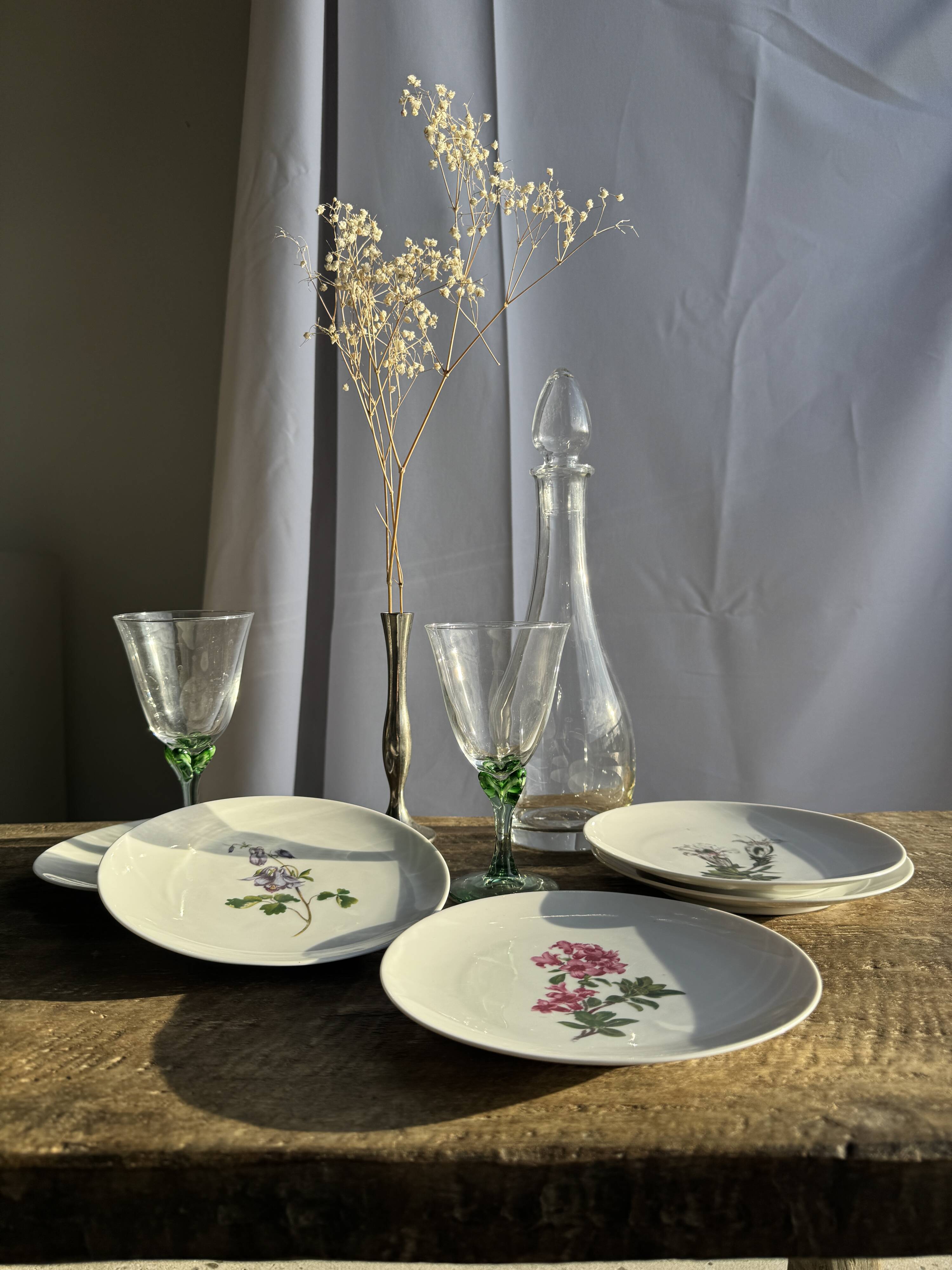 Set of 5 dessert plates with flower patterns Germany Bavaria D19
