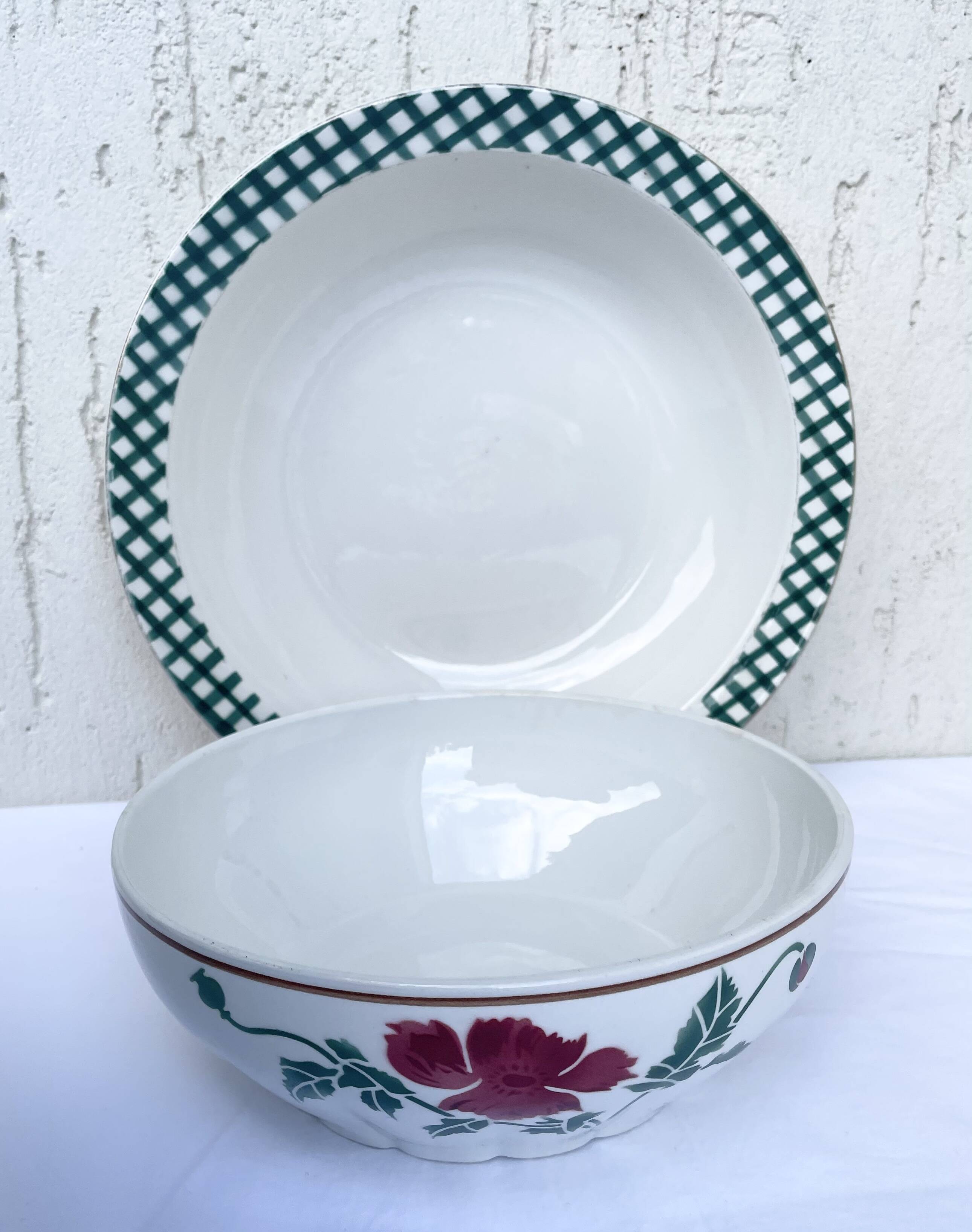 Serving dish Digoin & Sarreguemines "Scottish" pine green and gold years