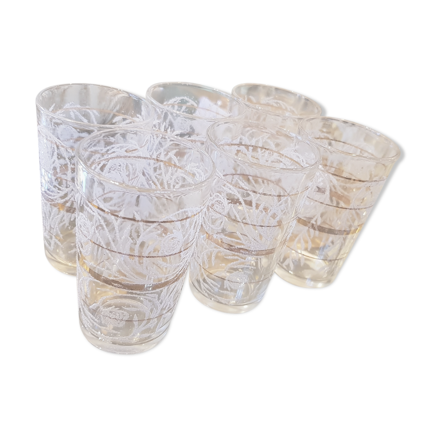 6 patterned cup glasses