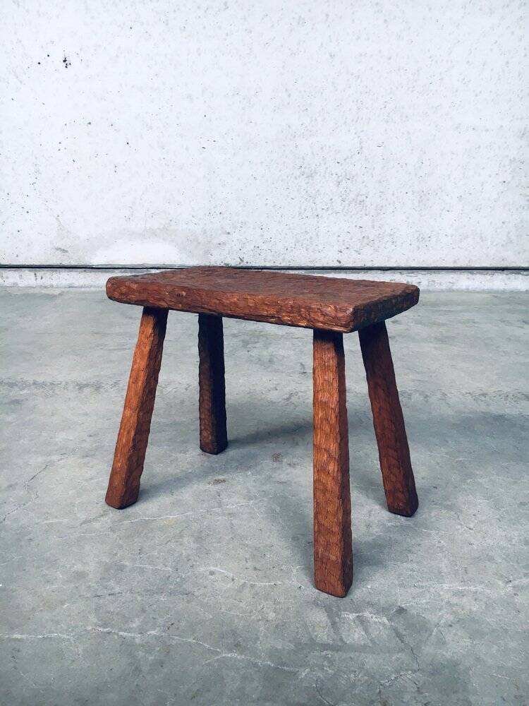 Carved Oak Side Table, 1940s