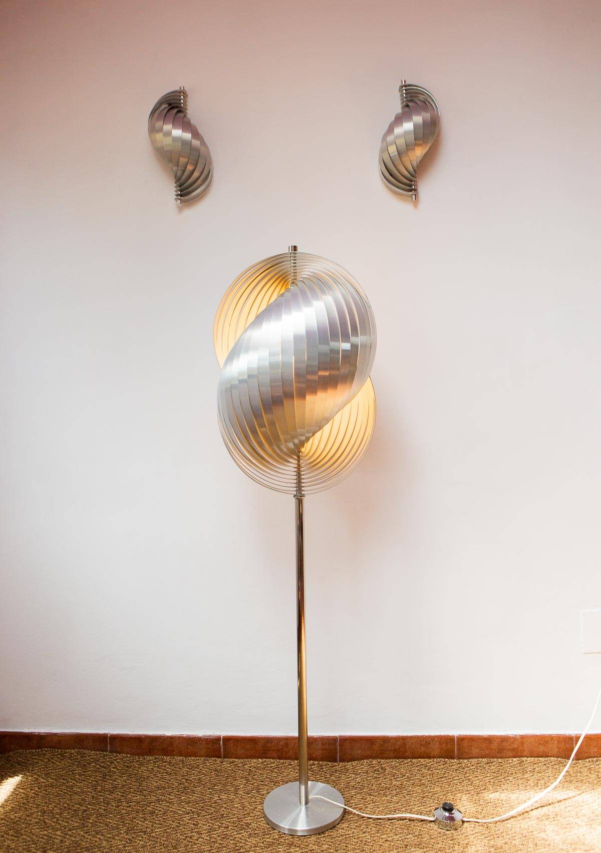 Set 2 wall lamps + floor lamp Gordes / Moon Henri Mathieu