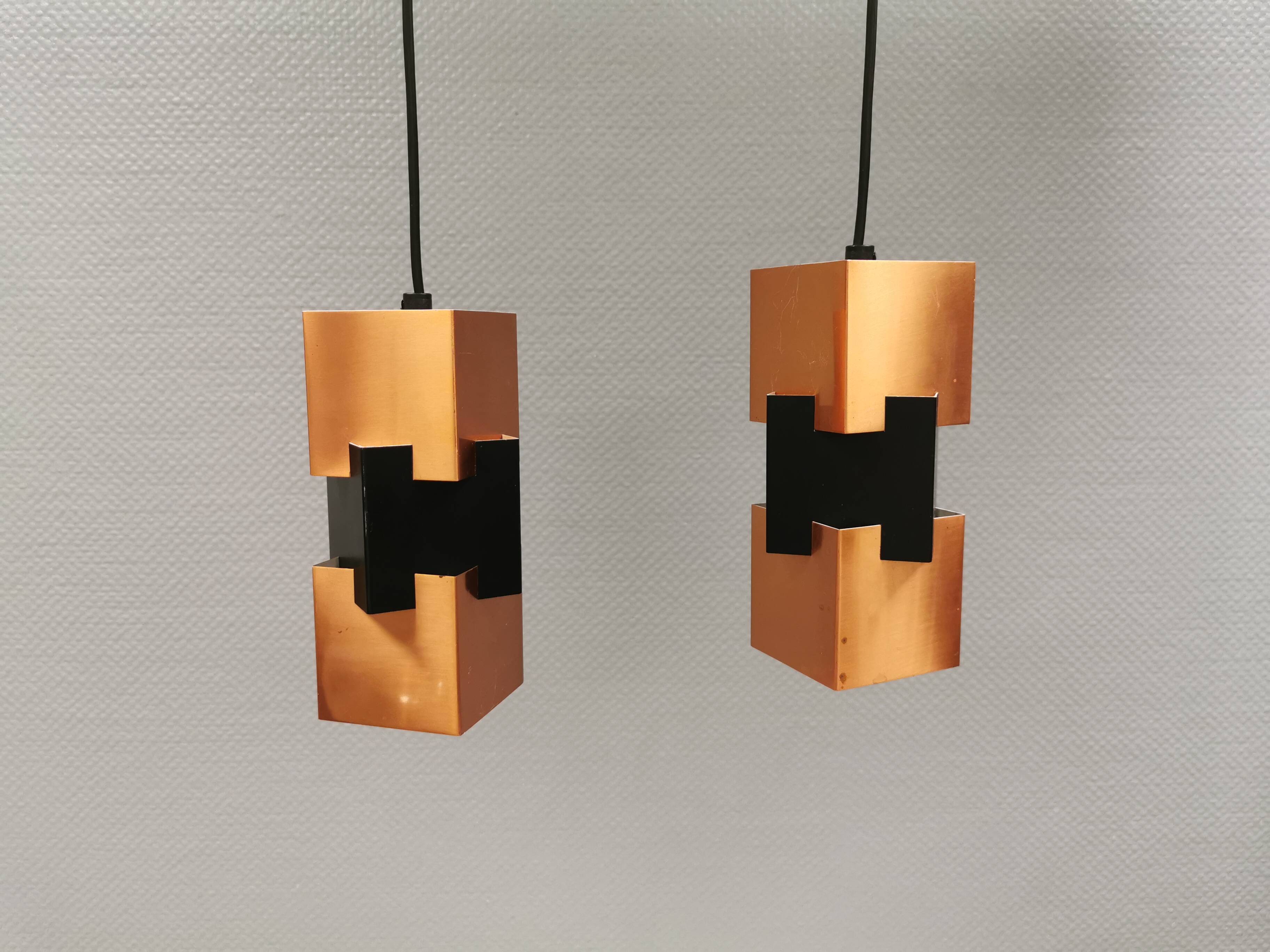 A pair of  Jo Hammerborg lamps for FOG & MØRUP model Kubus Denmark 1961