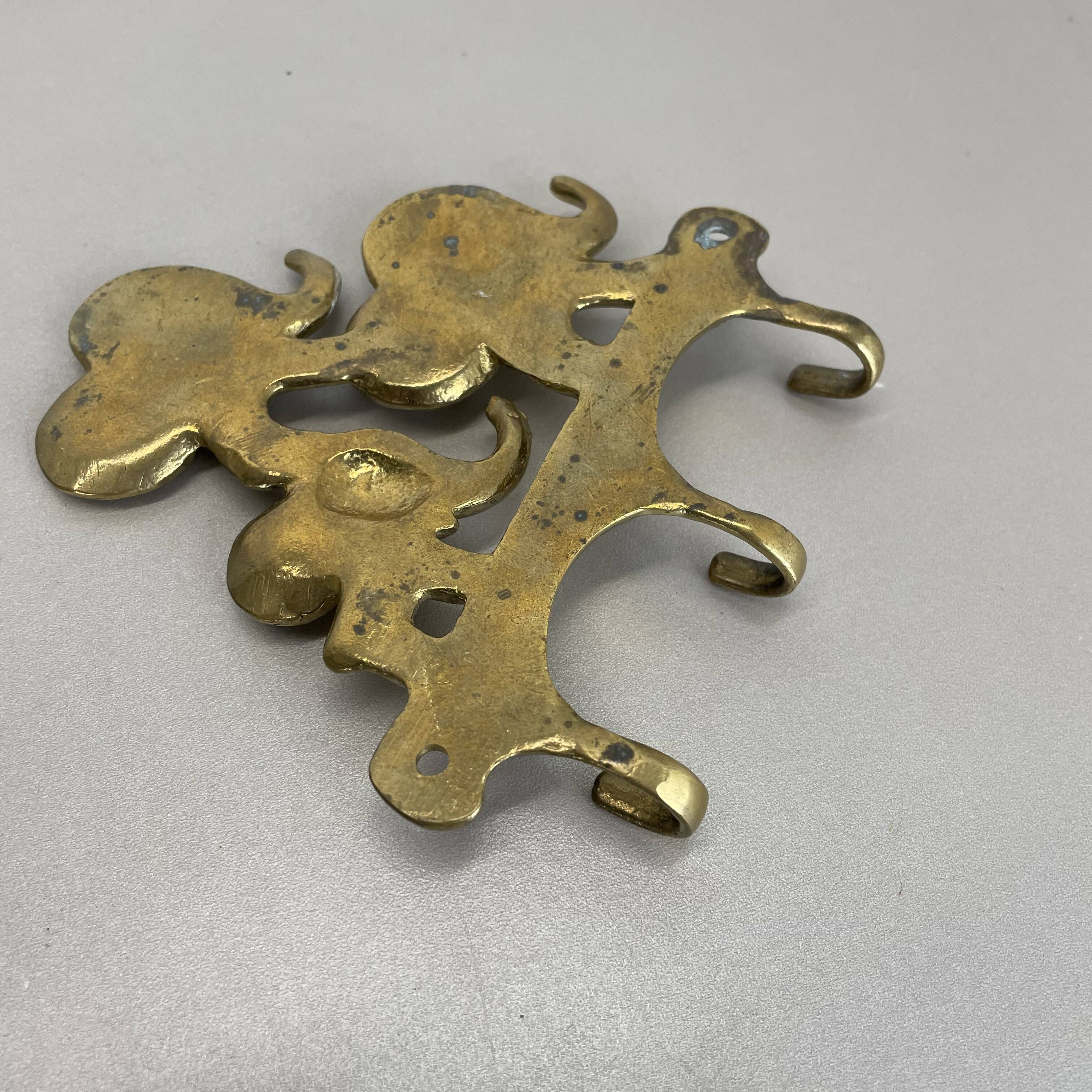 Brass "elephant" hook coat element by walter bosse herta baller, austria 1950s