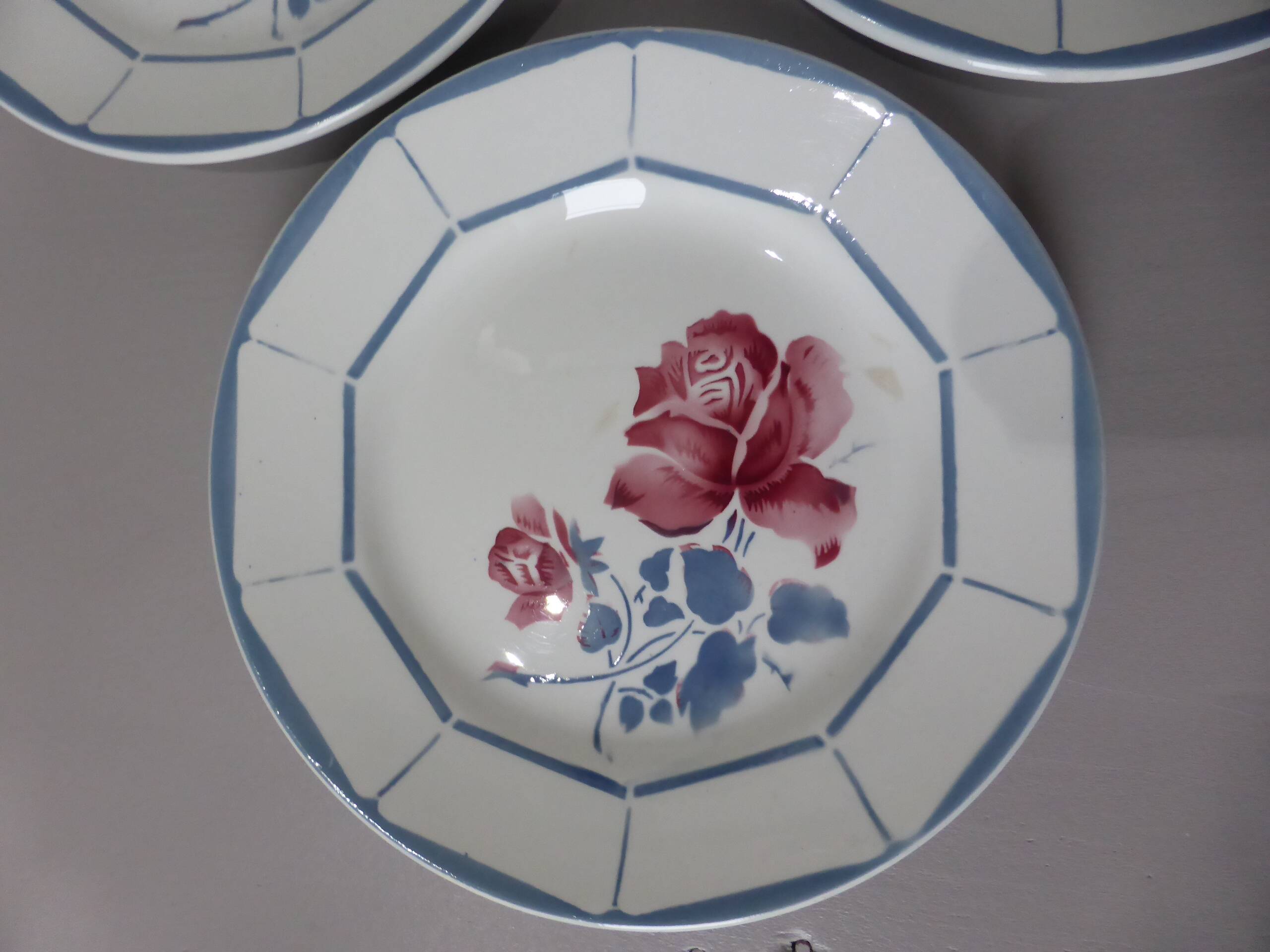 3 assiettes dessert vintage de Digoin Sarreguemines modèle Malmaison