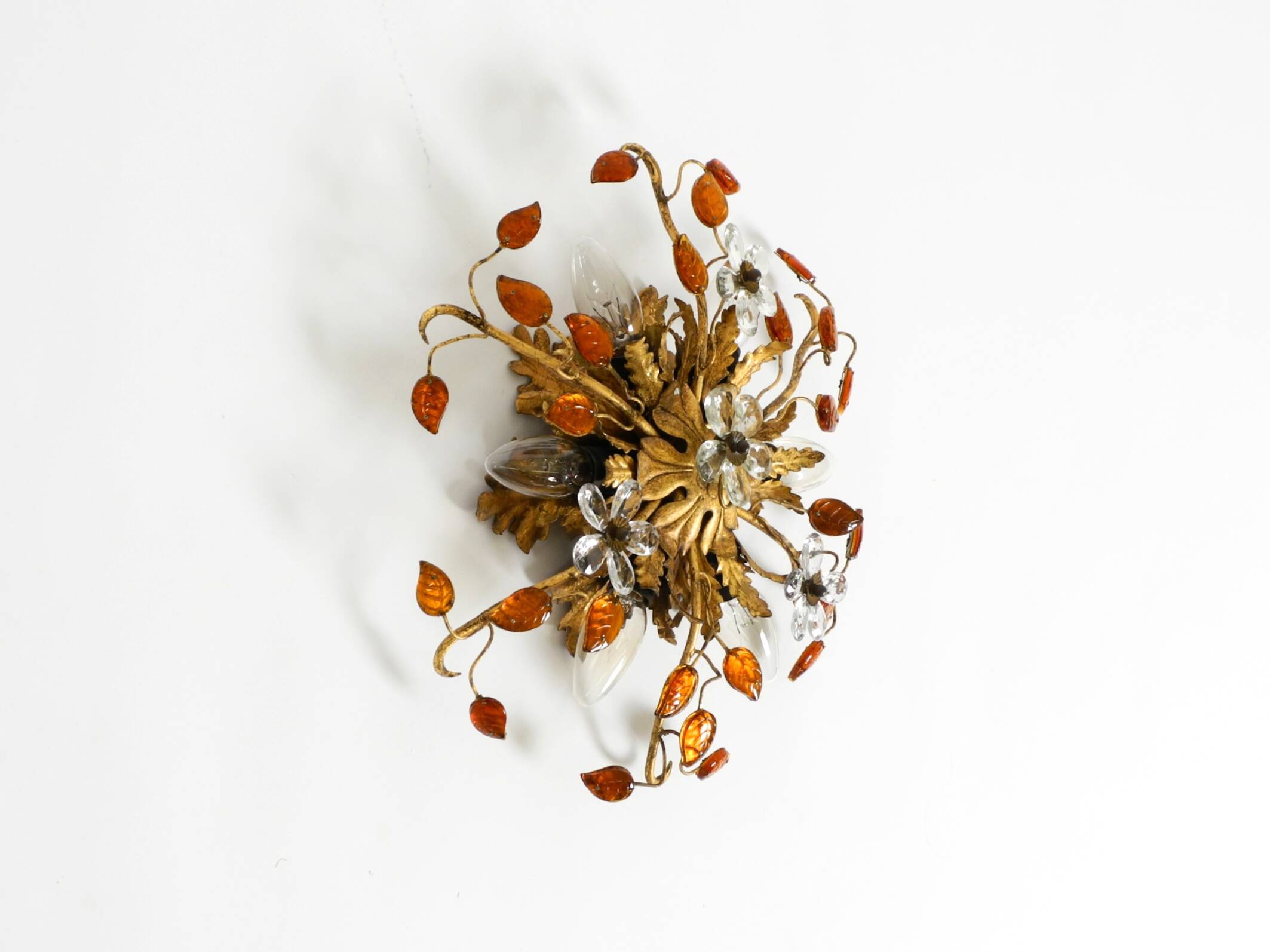 Very beautiful 1960s gold-plated ceiling or wall lamp by Banci Firenze, Ita