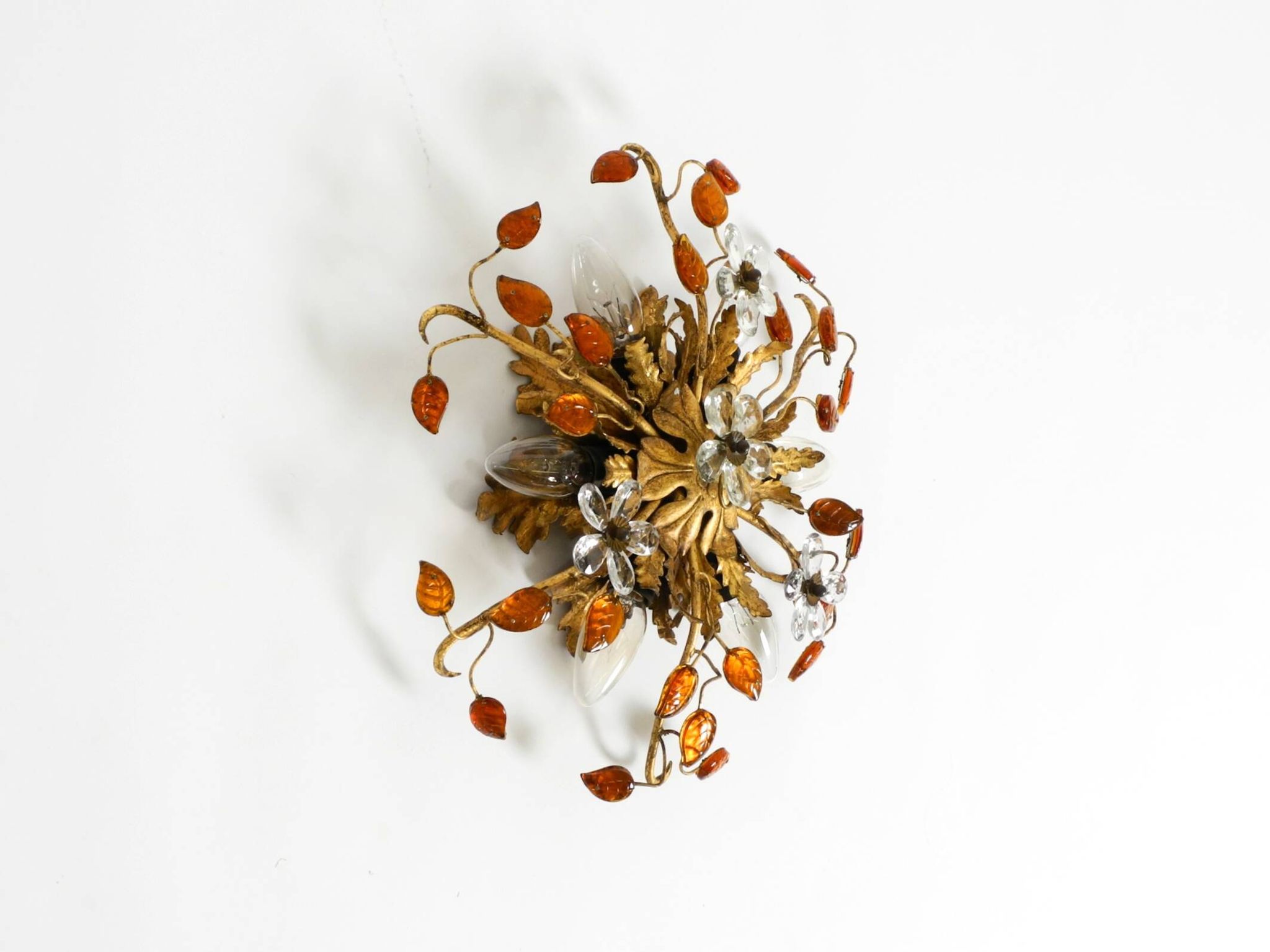 Very beautiful 1960s gold-plated ceiling or wall lamp by Banci Firenze, Ita