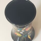 Longwy, Louis Valenti Black vase decorated with tiger lilies in polychrome enamels