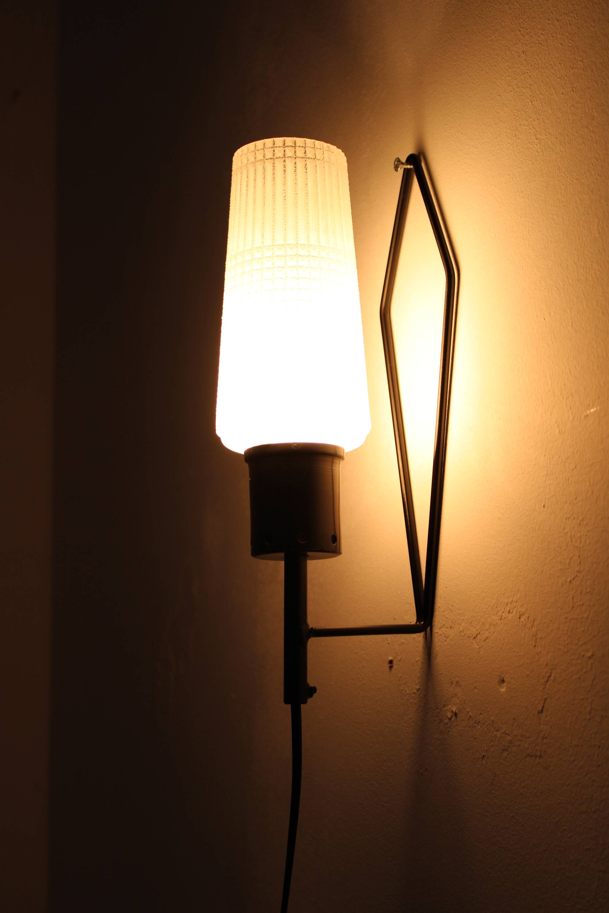 1970s Glass Wall Light , Czechoslovakia