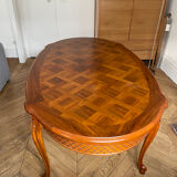 Louis XV style extendable oval wooden dining table