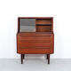Danish teak secretaire with mirror and pull out desk, 1960s Danish teak secretaire with mirror