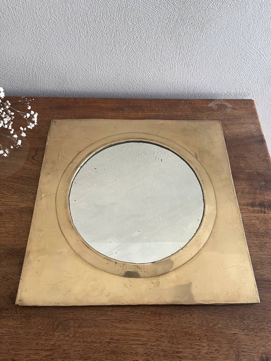 Square brass mirror