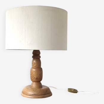 Large solid wood table lamp