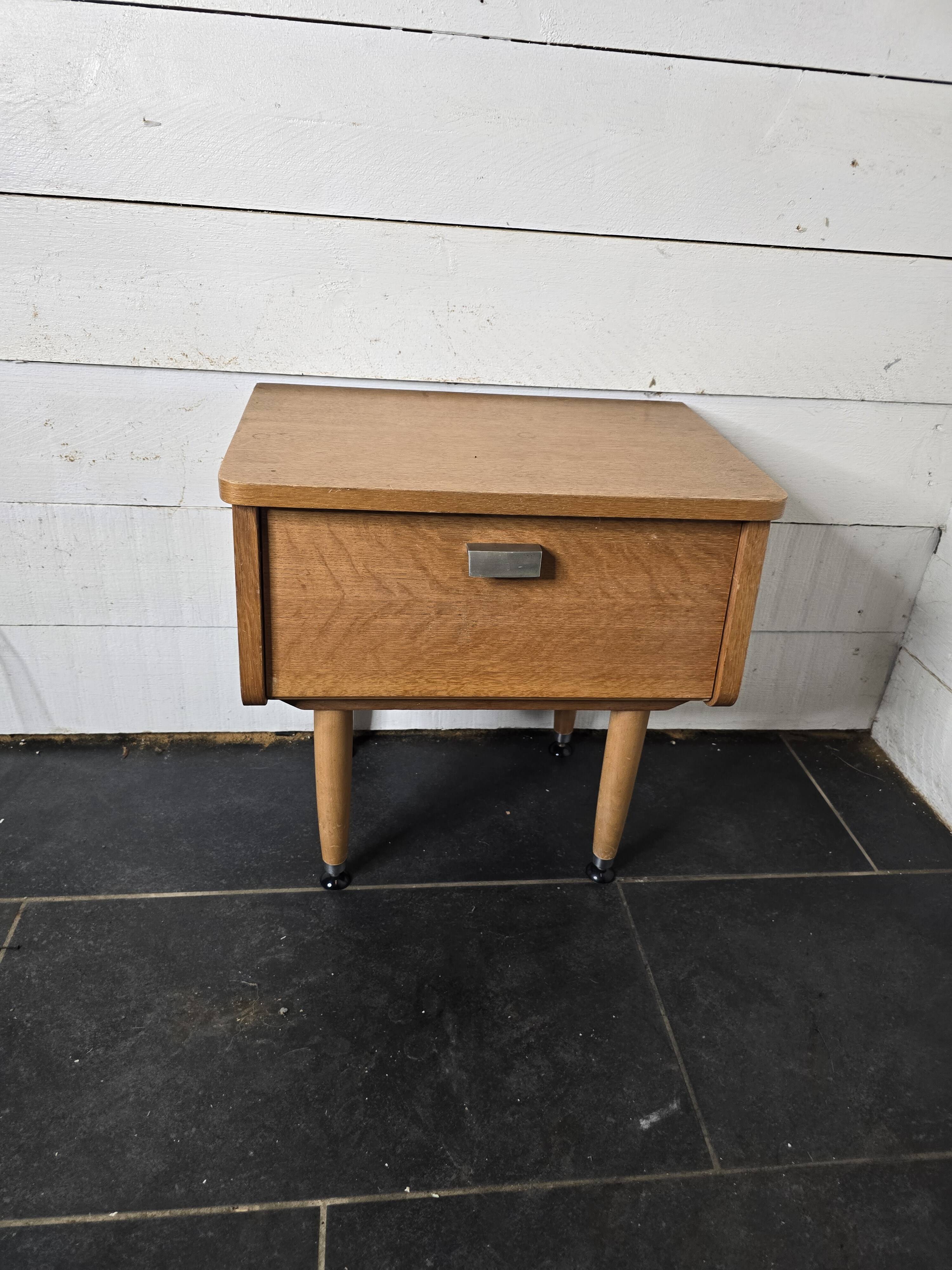 Vintage 60s oak bedside table