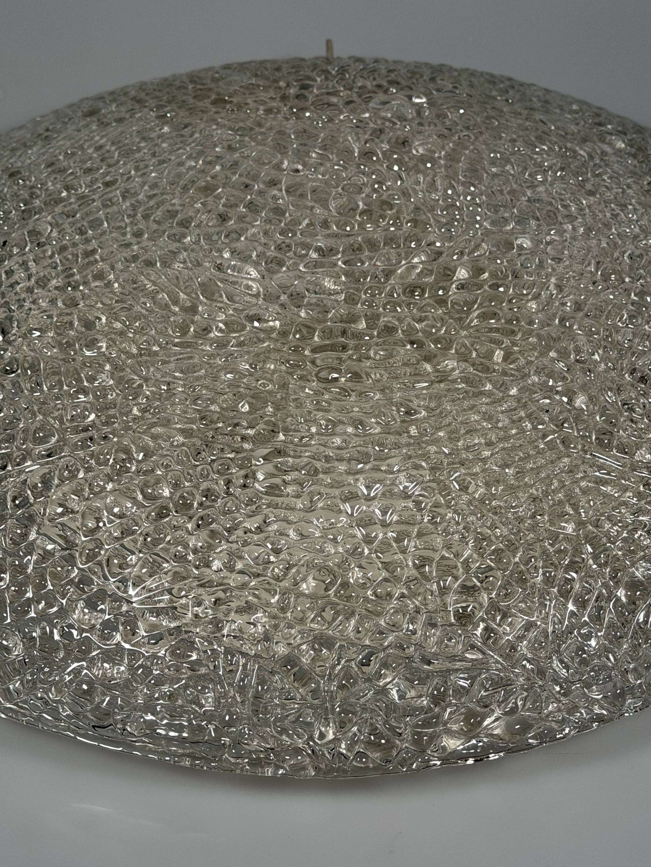 1960s 1970s Ice Glass Flush Mount from by Kaiser Leuchten Germany