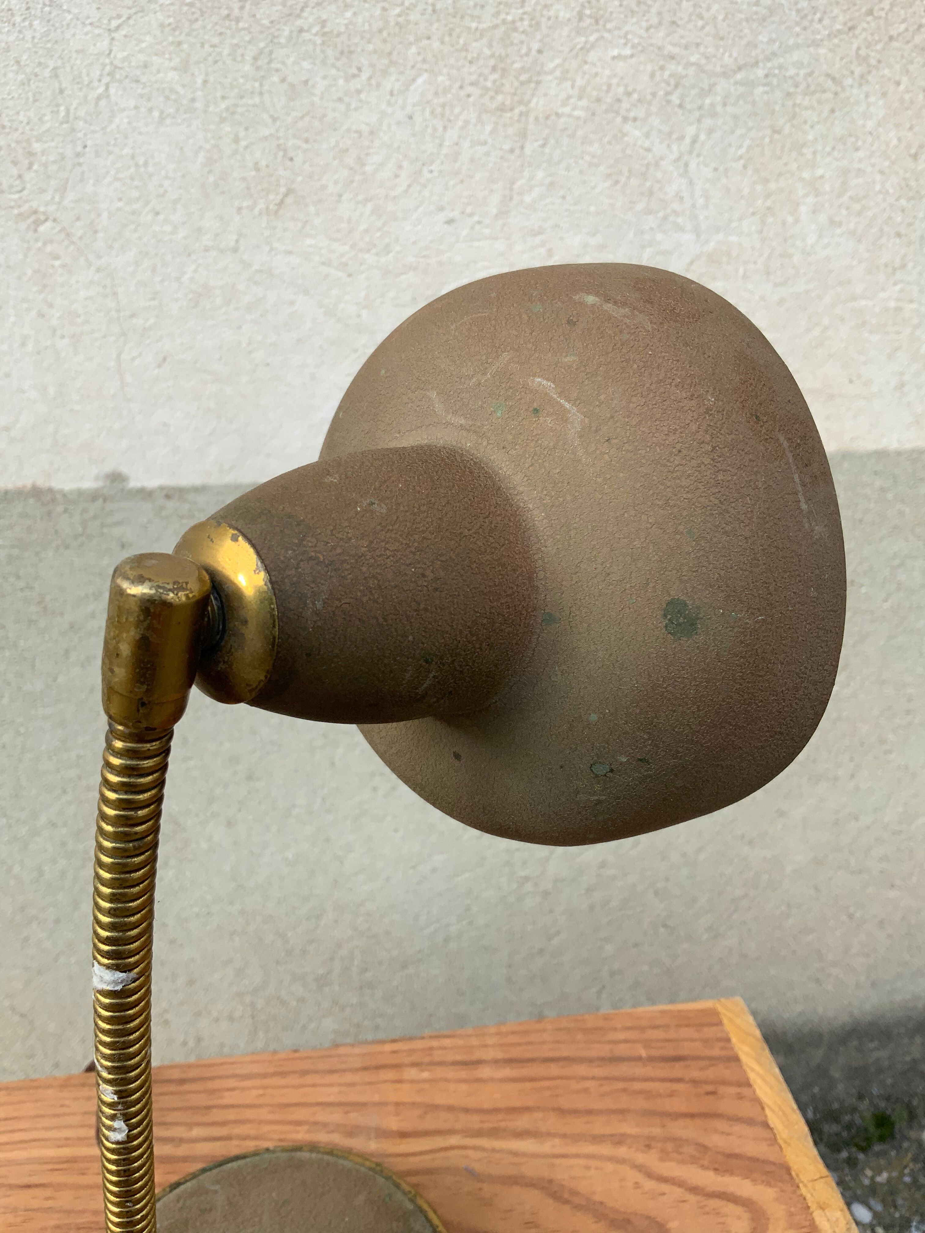 Antique desk lamp in gold metal Aluminor France vintage