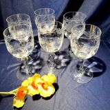 Set of 6 water glasses in engraved glass vierzon emma model