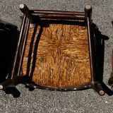 Set of 4 Louis XV straw chairs – solid wood – curved backrest