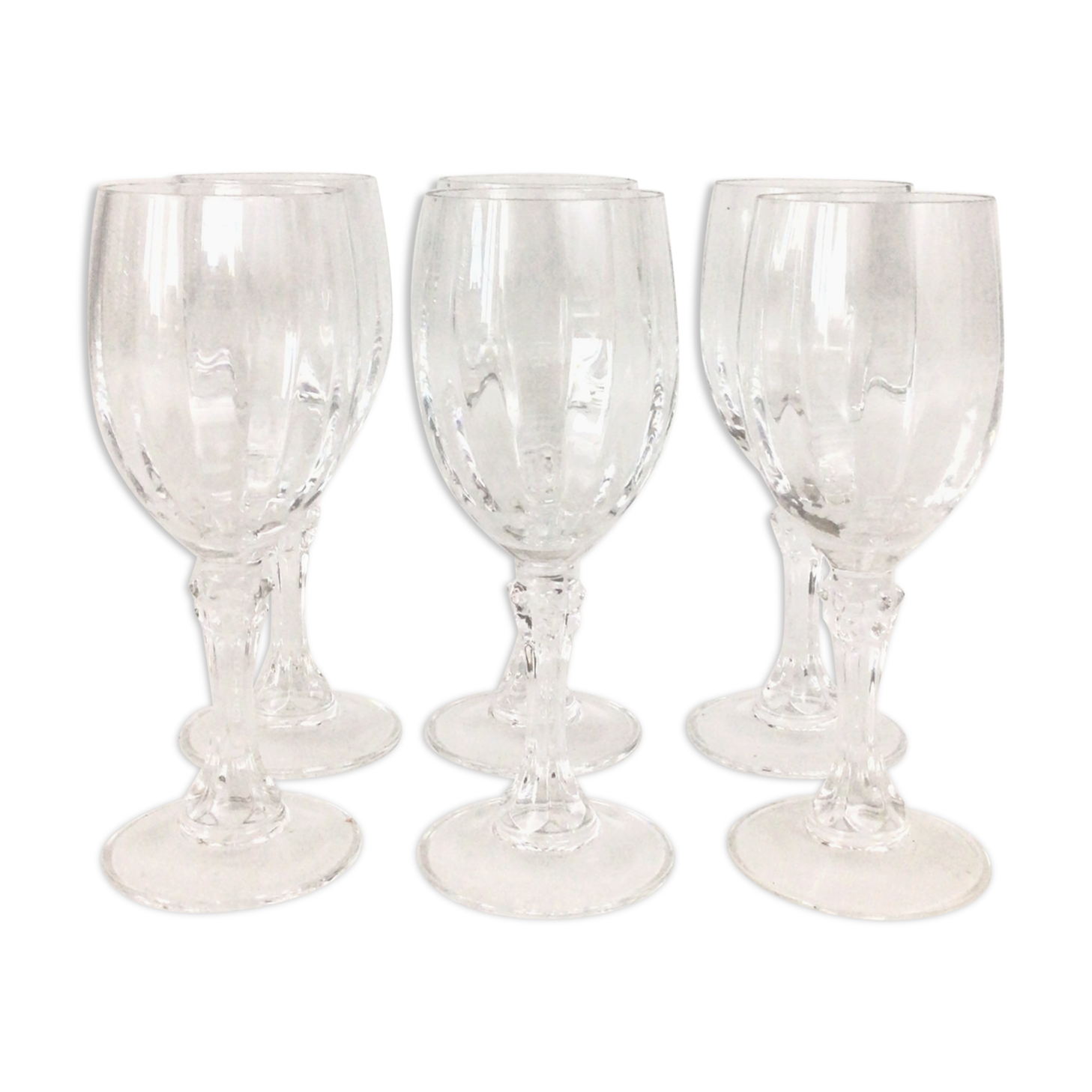 Set of 6 crystal wine glasses