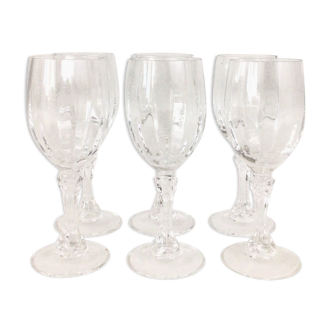 Set of 6 crystal wine glasses
