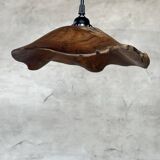 Small pendant light in corrugated teak leaf (Small D:30 H:20)