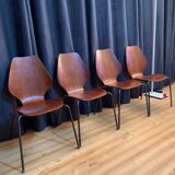 Un ensemble de quatre chaises par Herbert Hirche Jofy Stalmobler, Danemark, 1950