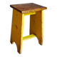 Art-populaire workshop stool in patinated wood