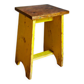 Tabouret d'atelier Art-populaire en bois patiné