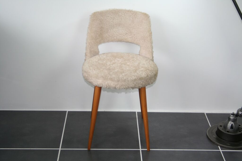 Vintage white barrel chair compass feet 1960