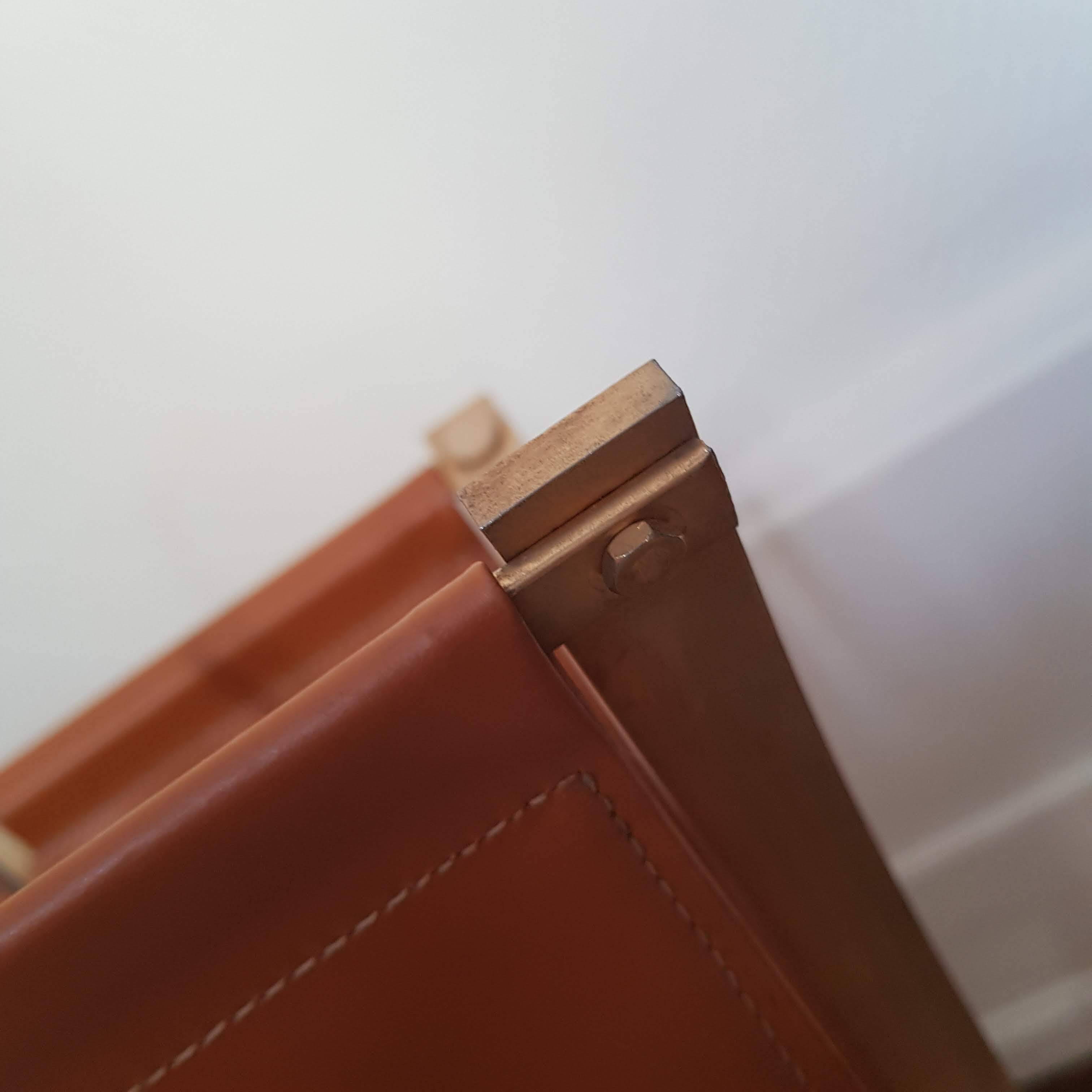 Camel leather and brass magazine holder