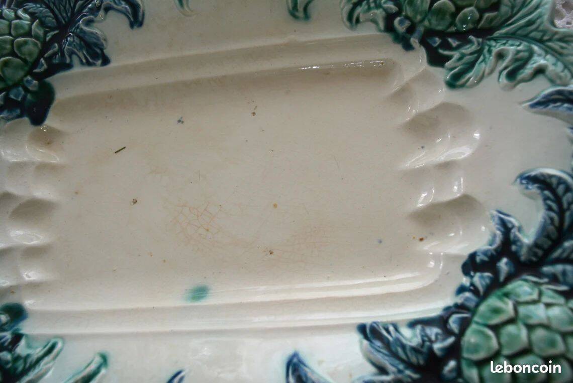 Very old asparagus barbotine tray