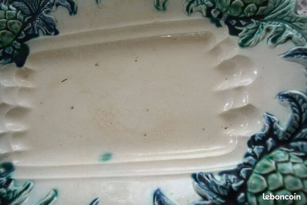 Plateau à asperge barbotine, très ancien