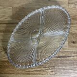 Vintage crystal appetizer tray with geometric pattern