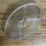 Vintage crystal appetizer tray with geometric pattern