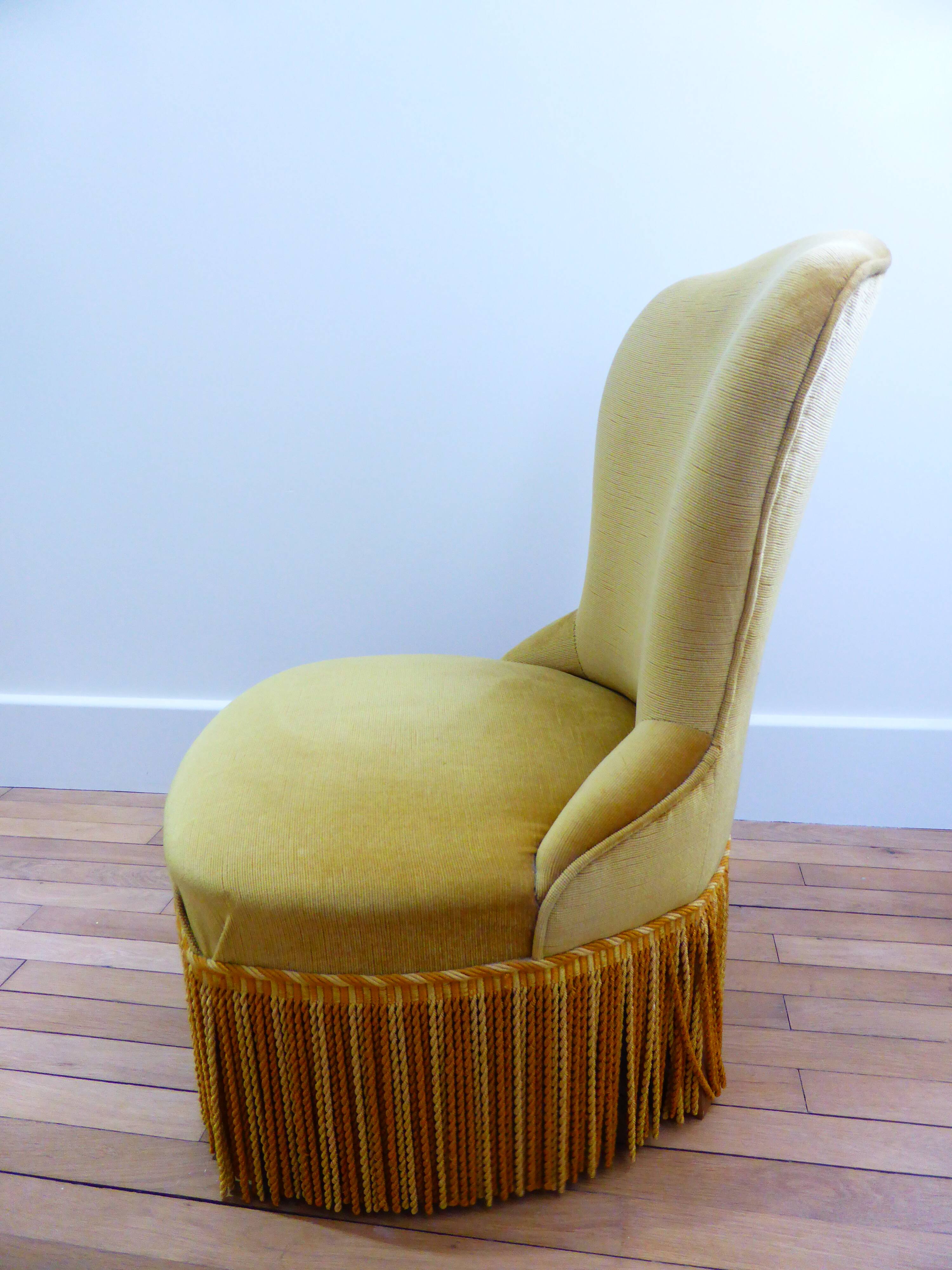 Mustard velvet toad armchair