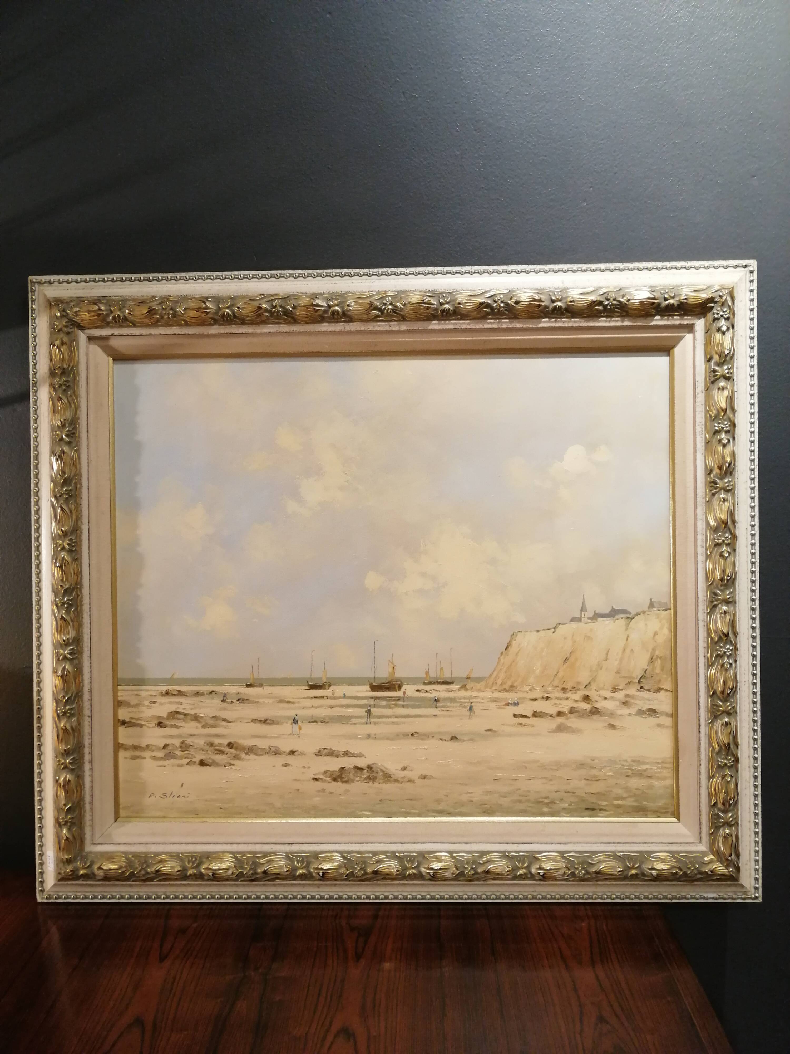 Painting entitled "the cliff at low tide" by Pierre Stefani