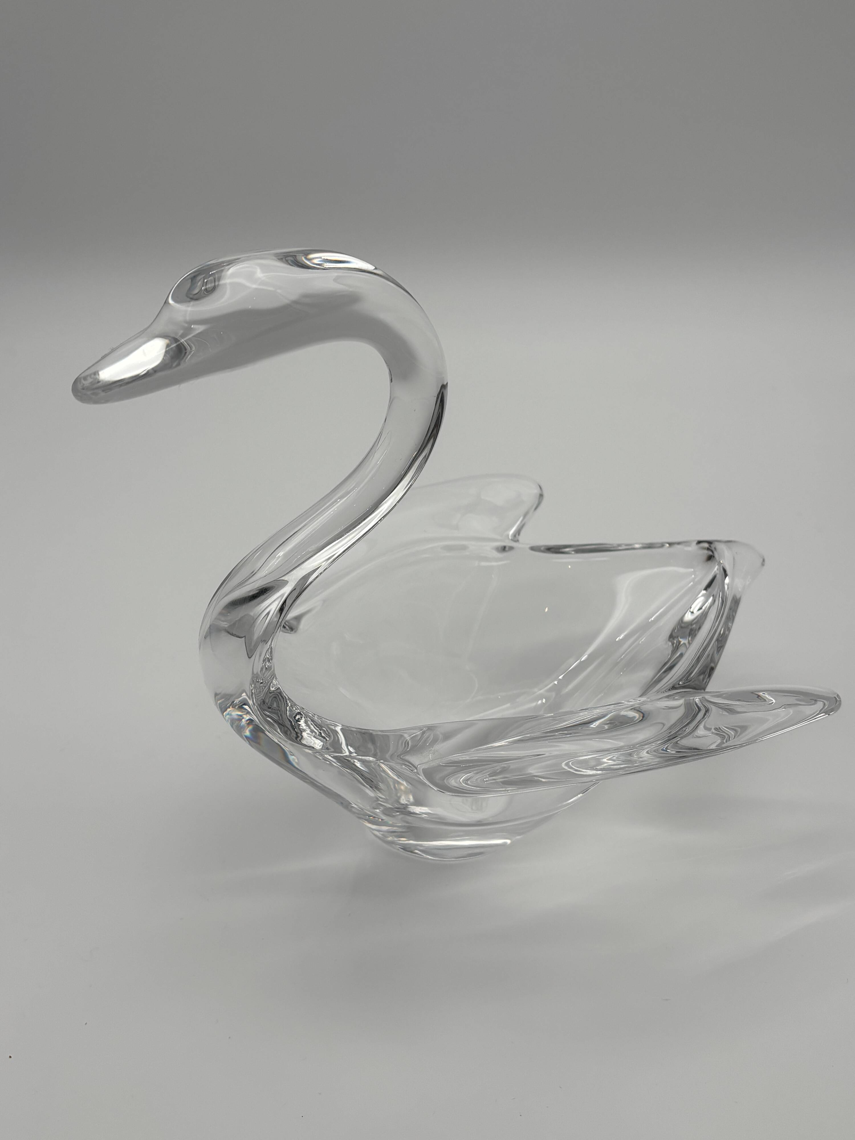 Large crystal centrepiece Art Vannes & matching swan – 54 cm