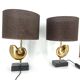 Lampes de table vintage en laiton en forme de coquillage Nautilus des années 1970 - France - lot de 2