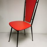 series of 6 Vintage red chairs design COLETTE GUEDEN 60s