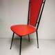 series of 6 Vintage red chairs design COLETTE GUEDEN 60s