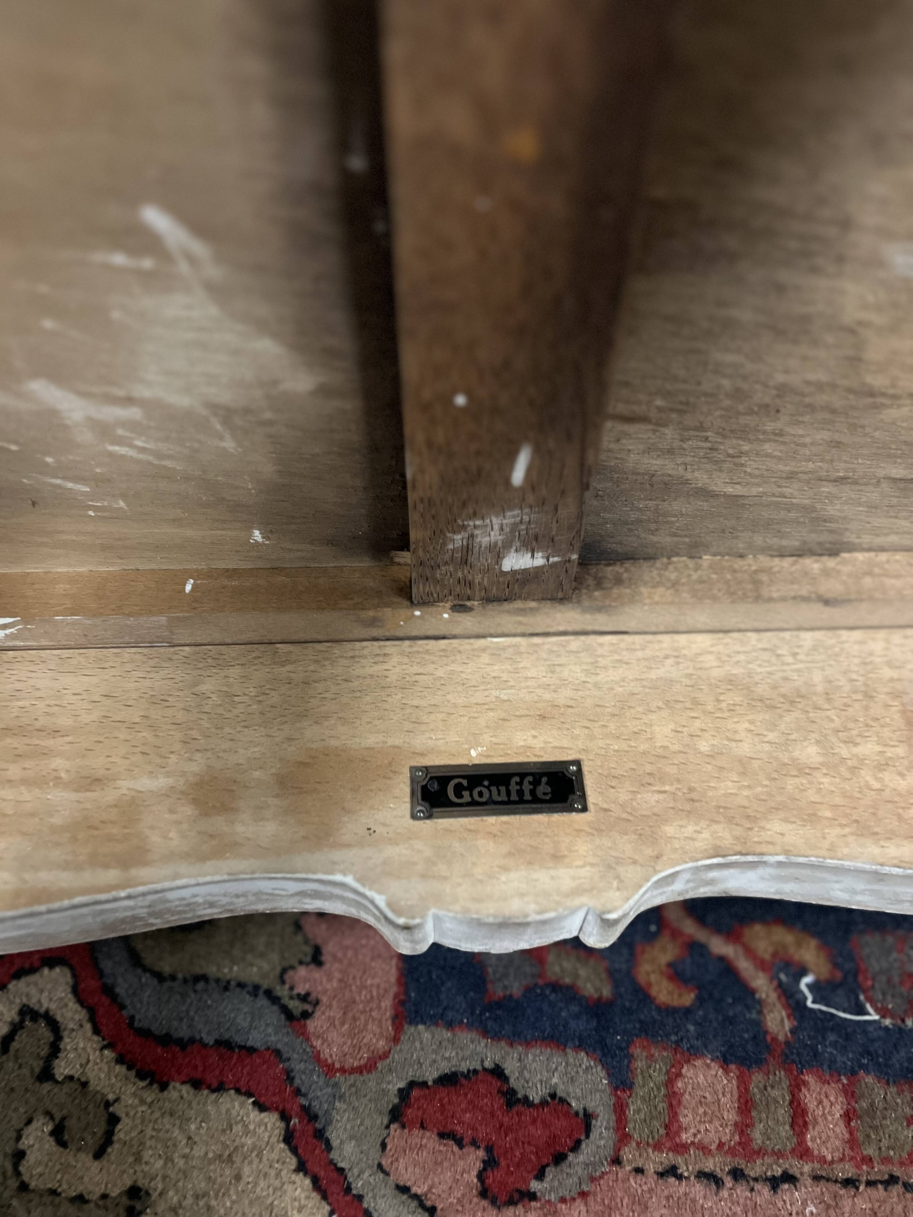 Game table in gray lacquered wood with white filling stamped gouffé
