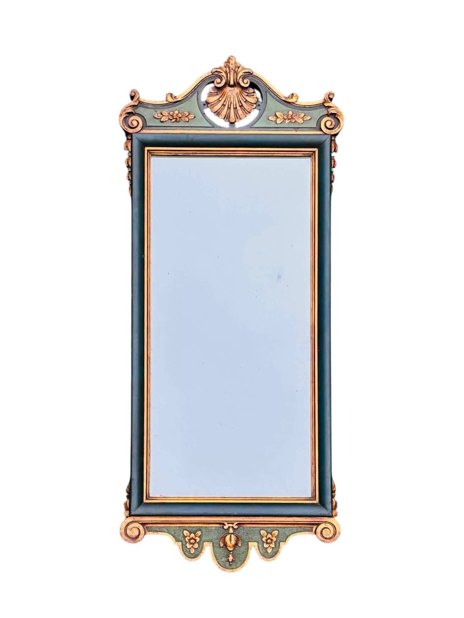 Antique full-length wall mirror in carved wood