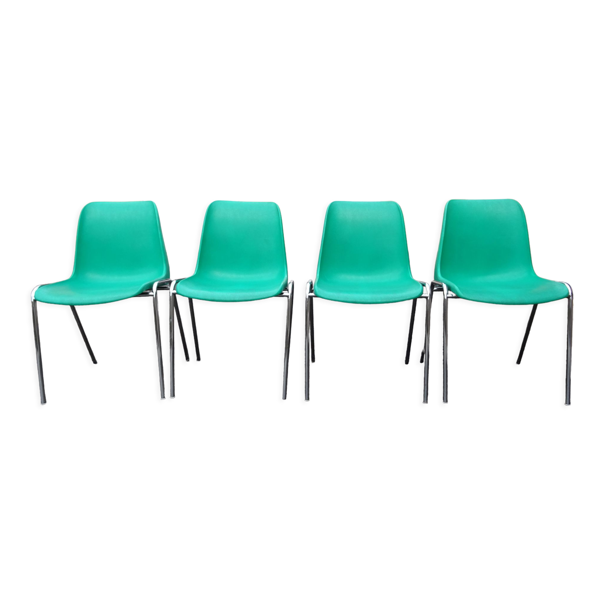 Série de 4 chaises vintage signées design italien années 70