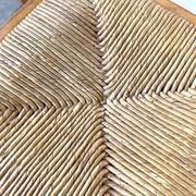 Pair of high stools in solid wood and woven straw Brutalist Style