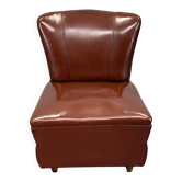 Fauteuil en simili cuir, Italie années 1950