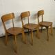 Série de 3 chaises bistrot en bois vintage