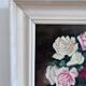 Vintage original floral rose oil painting, signed flower art