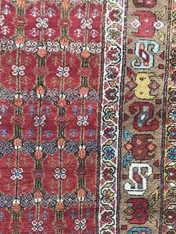 Tapis ancien persan kurde couloir fait main 120x388 cm