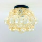 Plafonnier ou lampe à encastrer en verre à bulles ambré par Helena Tynell pour Limburg, Allemagne, années 1960